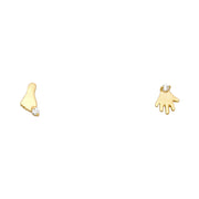 14K Gold CZ Small Hand & Foot Earrings