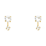 14K Gold CZ Round Cut Solitaire Stud Earrings