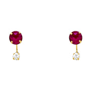 14K Gold CZ Round Cut Solitaire Stud Earrings