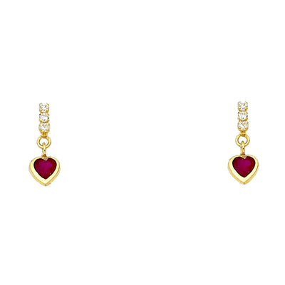 14K Gold CZ Heart Cut Stud Earrings