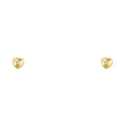 14K Gold CZ Heart Cut Stud Earrings