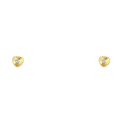 14K Gold CZ Heart Cut Stud Earrings