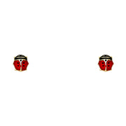 14K Gold Enamel Lady Bug Stud Earrings