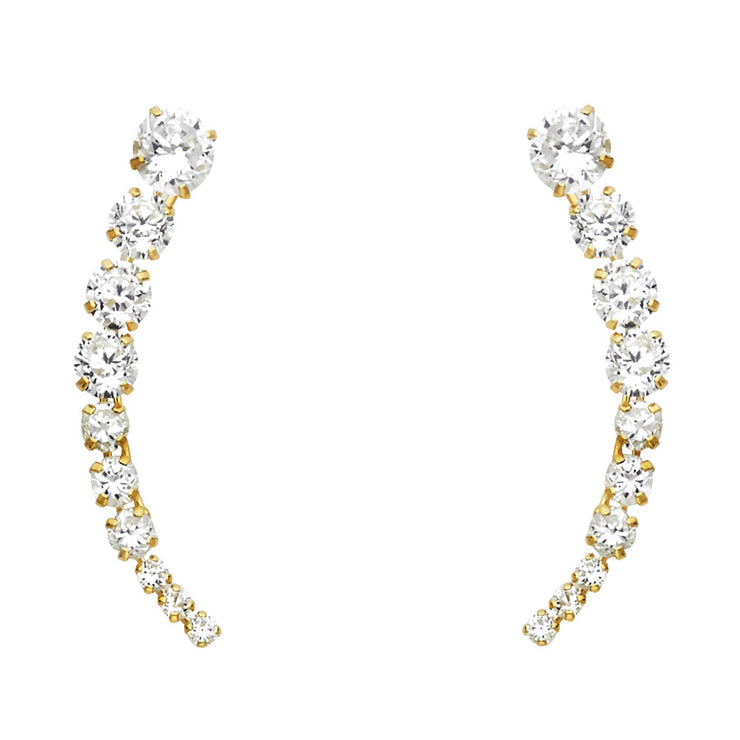 14K Gold CZ Ear Cuff Crawler Earrings