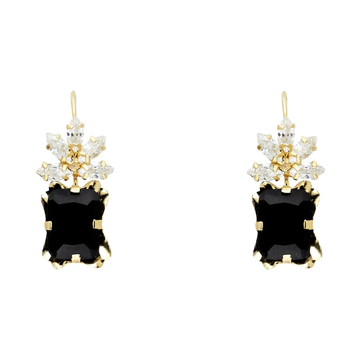 14K Gold CZ Hanging Earrings