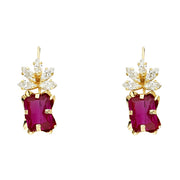 14K Gold CZ Hanging Earrings