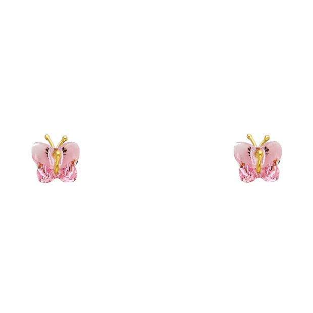 14K Gold Butterfly Stud Earrings