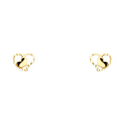 14K Gold Double Hearts Stud Earrings