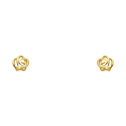 14K Gold Flower Stud Earrings