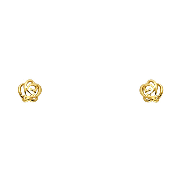 14K Gold Flower Stud Earrings