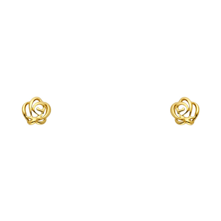 14K Gold Flower Stud Earrings