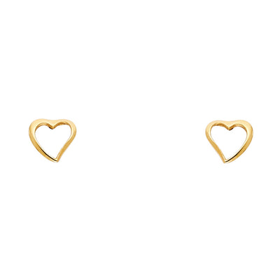 14K Gold Heart Stud Earrings