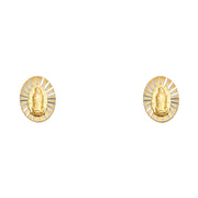 14K Gold Oval Guadalupe Stud Earrings