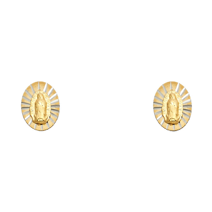 14K Gold Oval Guadalupe Stud Earrings