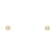 14K Gold CZ Round Stud Earrings (4mm)