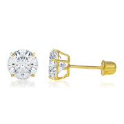 CZ stud earrings in yellow gold and white gold