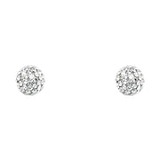 14K Gold CZ Round Crystal Ball Stud Earrings