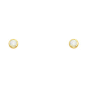 14K Gold Opal Round Stud Earrings (4mm)