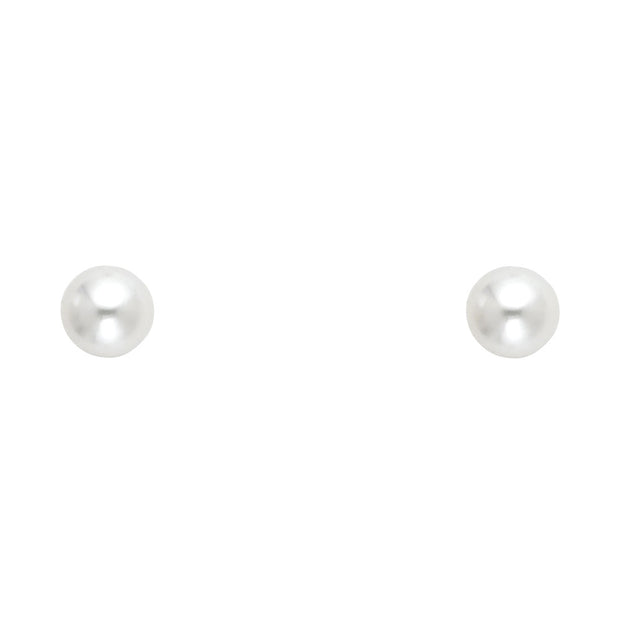 14K Gold Pearl 4MM Stud Earrings (4mm)