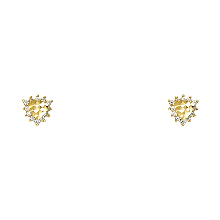 14K Gold CZ Stud Earrings