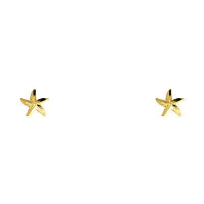 14K Gold CZ Flower Stud Earrings