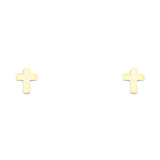 14K Gold Jesus Christ Cross Stud Earrings
