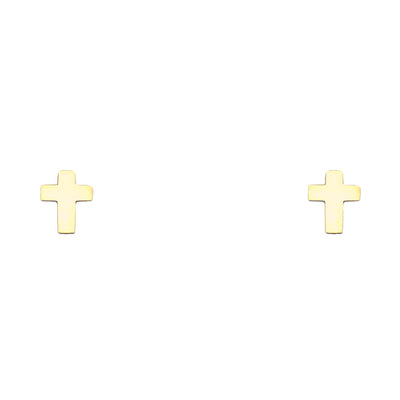 14K Gold Jesus Christ Cross Stud Earrings