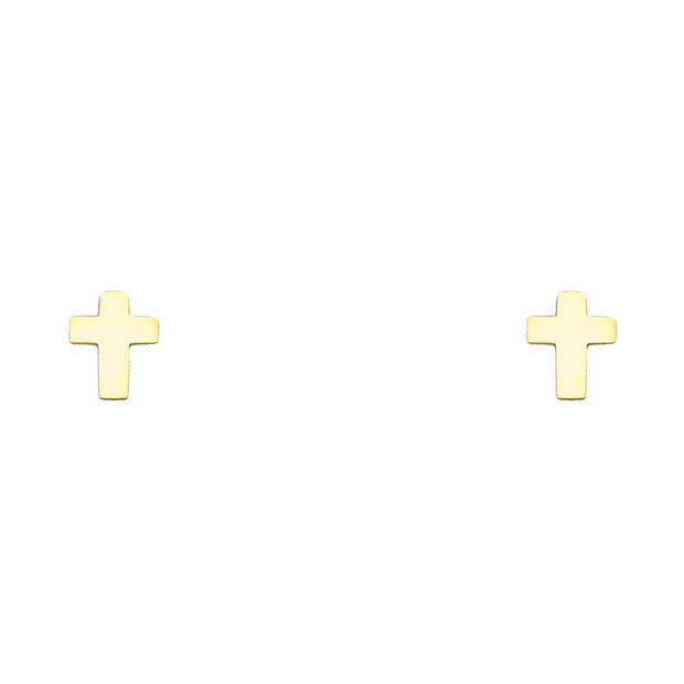 14K Gold Jesus Christ Cross Stud Earrings