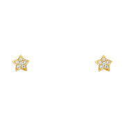 14K Gold CZ Star Stud Earrings