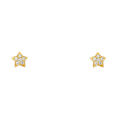 14K Gold CZ Star Stud Earrings