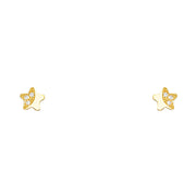 14K Gold CZ Cute Tiny Star Stud Earrings