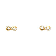 14K Gold CZ Infinity Love Symbol Stud Earrings