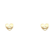 14K Gold Heart and Princess Crown Stud Earrings