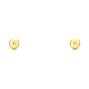 14K Gold Minimalist Heart Stud Earrings