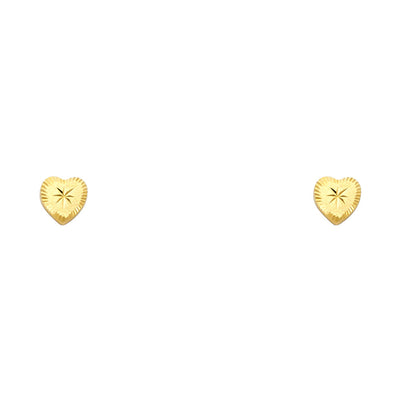 14K Gold Minimalist Heart Stud Earrings
