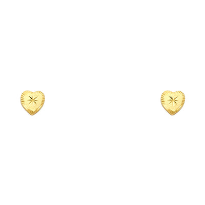 14K Gold Minimalist Heart Stud Earrings