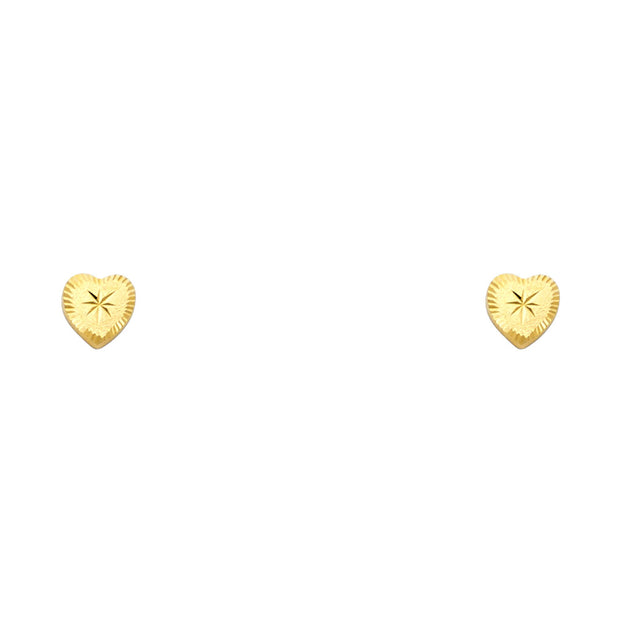 14K Gold Minimalist Heart Stud Earrings