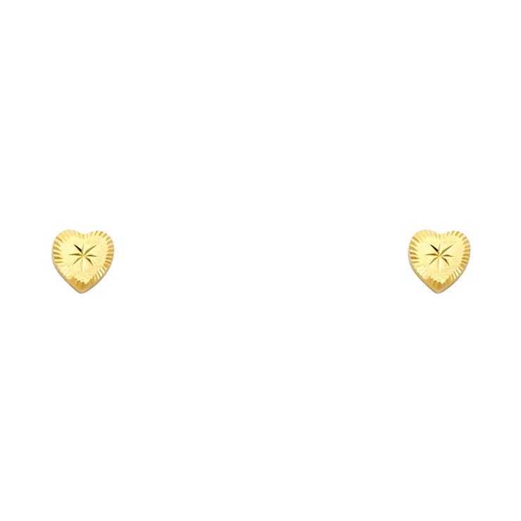 14K Gold Minimalist Heart Stud Earrings