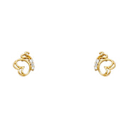 14K Gold CZ Butetrfly Stud Earrings