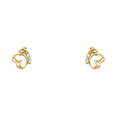 14K Gold CZ Butetrfly Stud Earrings