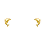 14K Gold Tiny Dolphin Stud Earrings