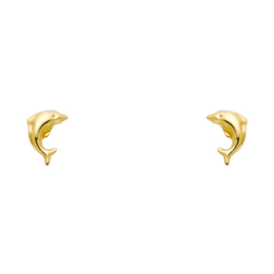 14K Gold Tiny Dolphin Stud Earrings