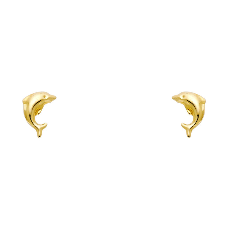 14K Gold Tiny Dolphin Stud Earrings