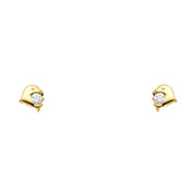 14K Gold CZ Tiny Dolphin Stud Earrings