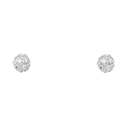 14K Gold CZ Crystal Ball Stud Earrings