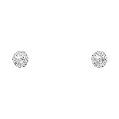 14K Gold CZ Crystal Ball Stud Earrings
