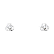 14K Gold CZ Flower Stud Earrings