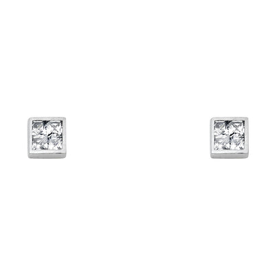 14K Gold Invisible CZ Square Stud Earrings
