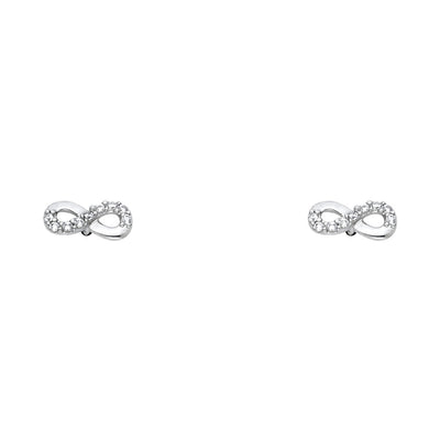 14K Gold CZ Infinity Love Symbol Stud Earrings