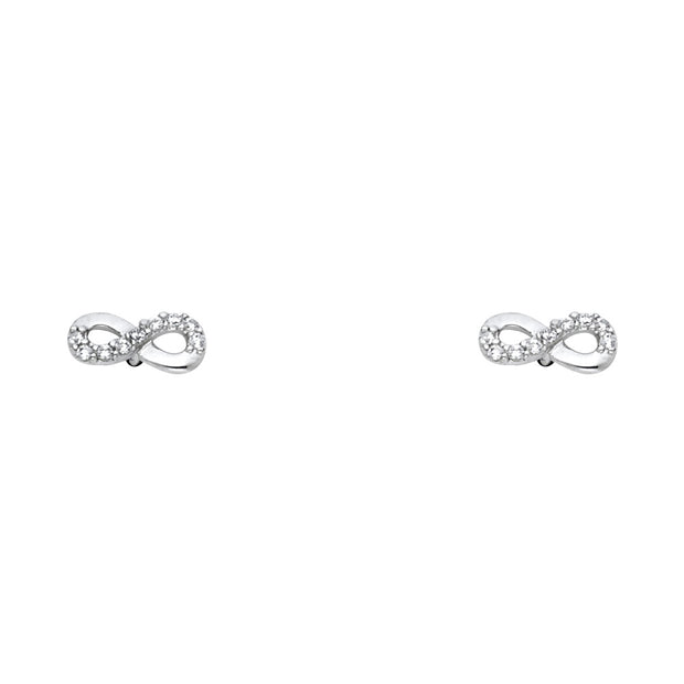 14K Gold CZ Infinity Love Symbol Stud Earrings